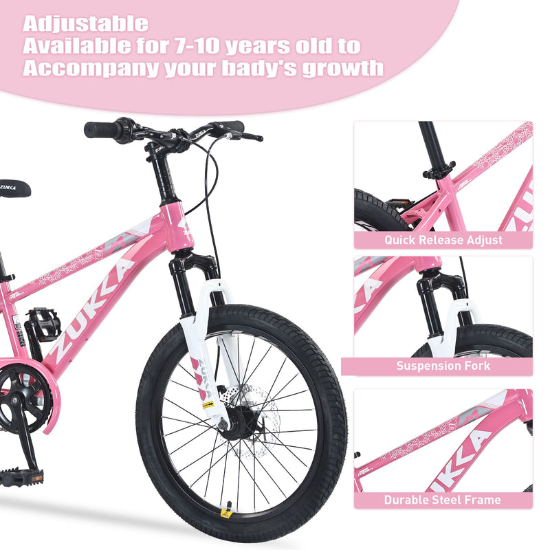 Zukka - 20" Mountain Bike With Adjustable Saddle And Suspension Fork