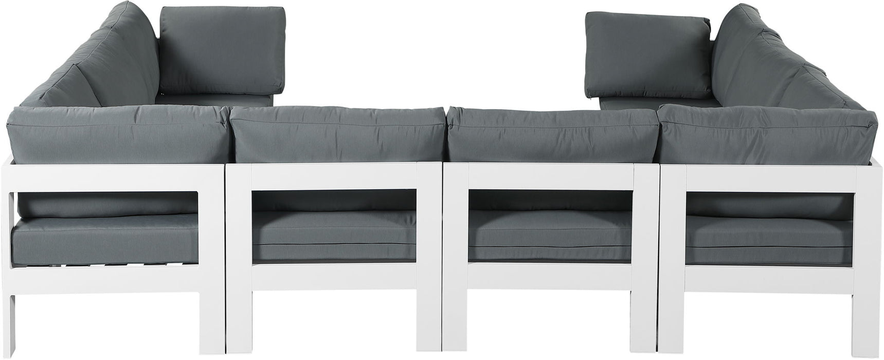 Nizuc - Outdoor Patio 8 Piece Modular Sectional With White Frame