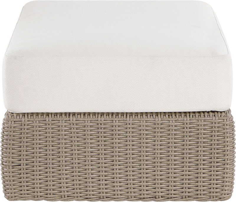 Seacrest - Olefin Water Resistant Fabric And Wicker Outdoor Patio Ottoman/Coffee Table