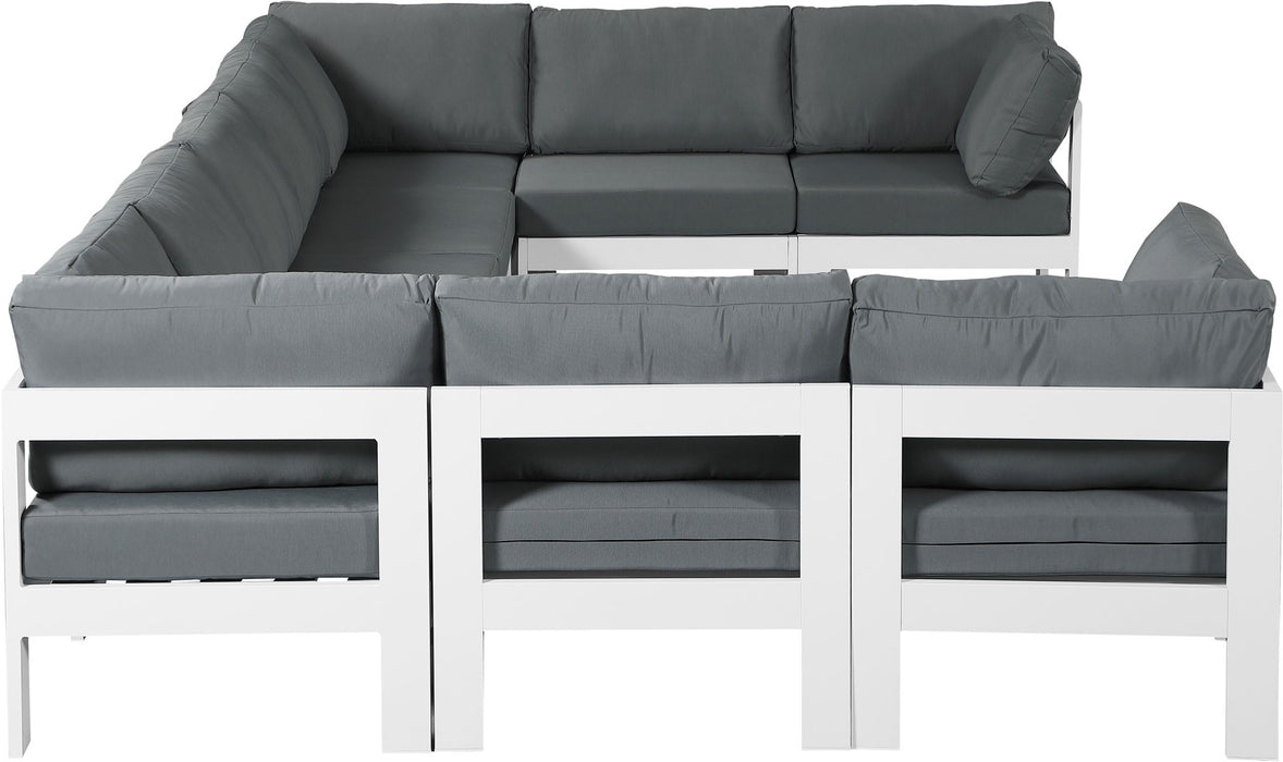 Nizuc - Outdoor Patio 9 Piece Modular Sectional With White Frame