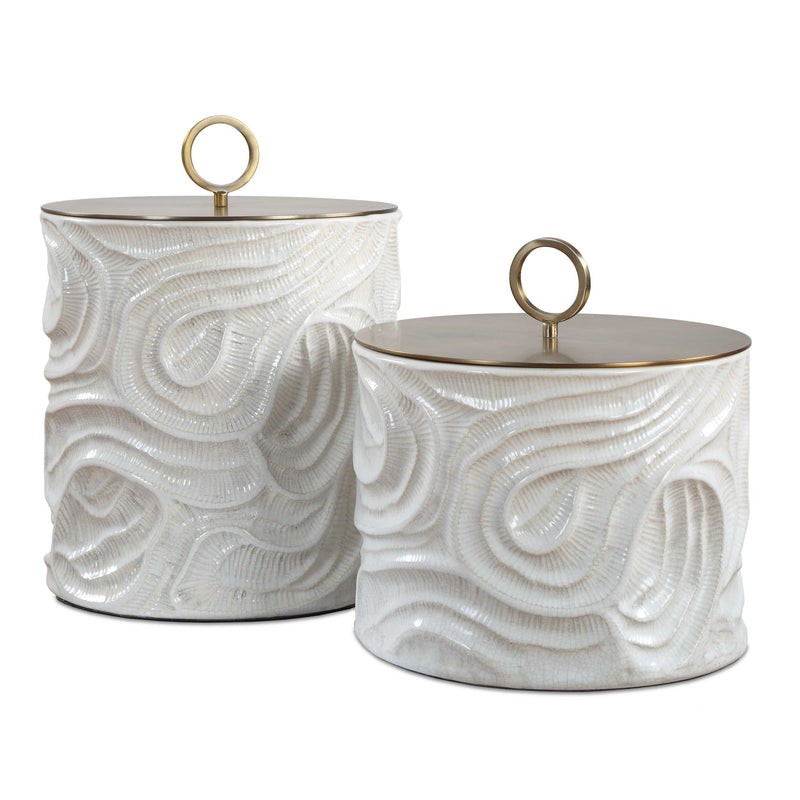 Ivory Tide - Indoor-Outdoor Canisters (Set of 2) - White