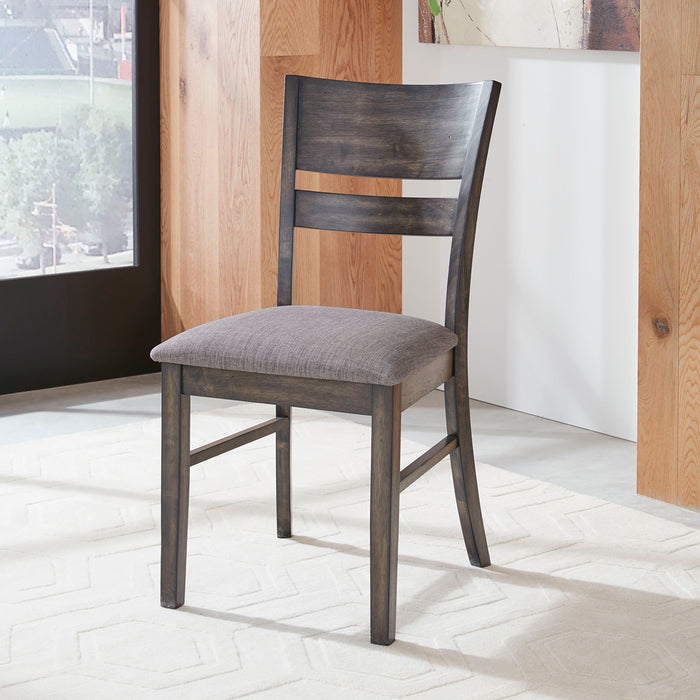 Anglewood - Slat Back Upholstered Side Chair - Dark Brown