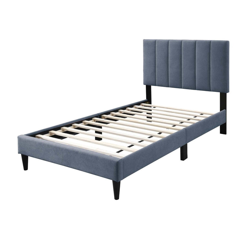 Bed With Channel Tufted Adjustable Headboard