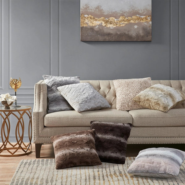 Snow Faux Fur Throw Pillow | 20x20
