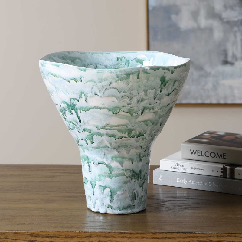 Jameis - Ceramic Watercolor Vase - Blue,Green,White