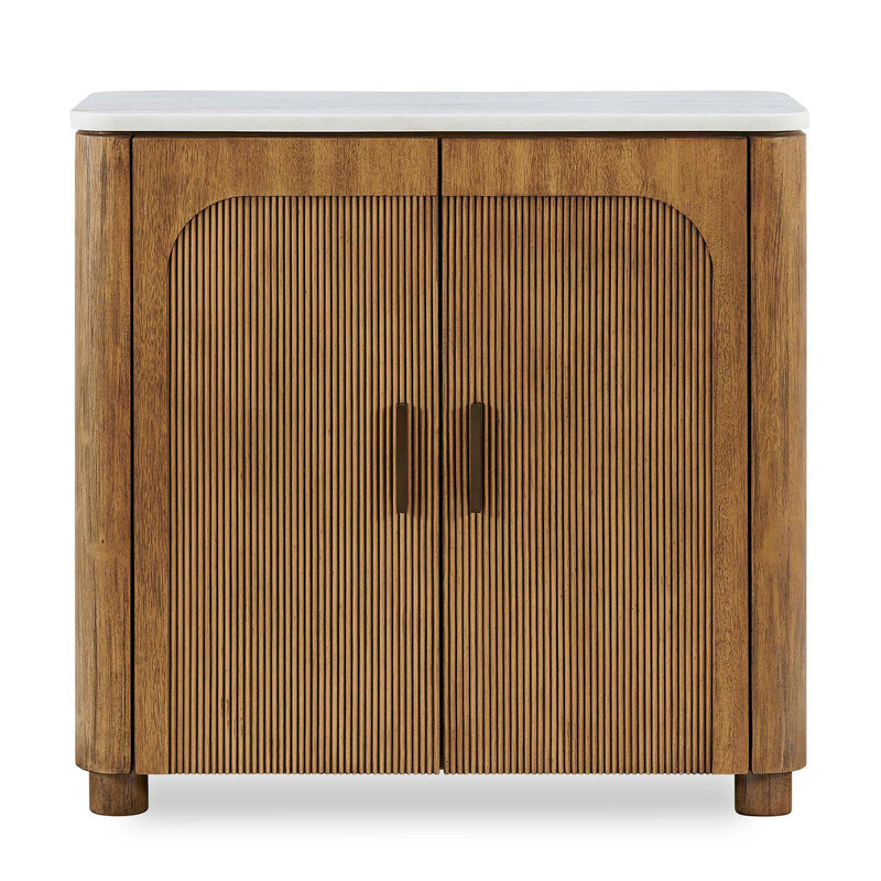 Mebarak - Reeded 2 Door Cabinet - Bronze,White,Woodtone