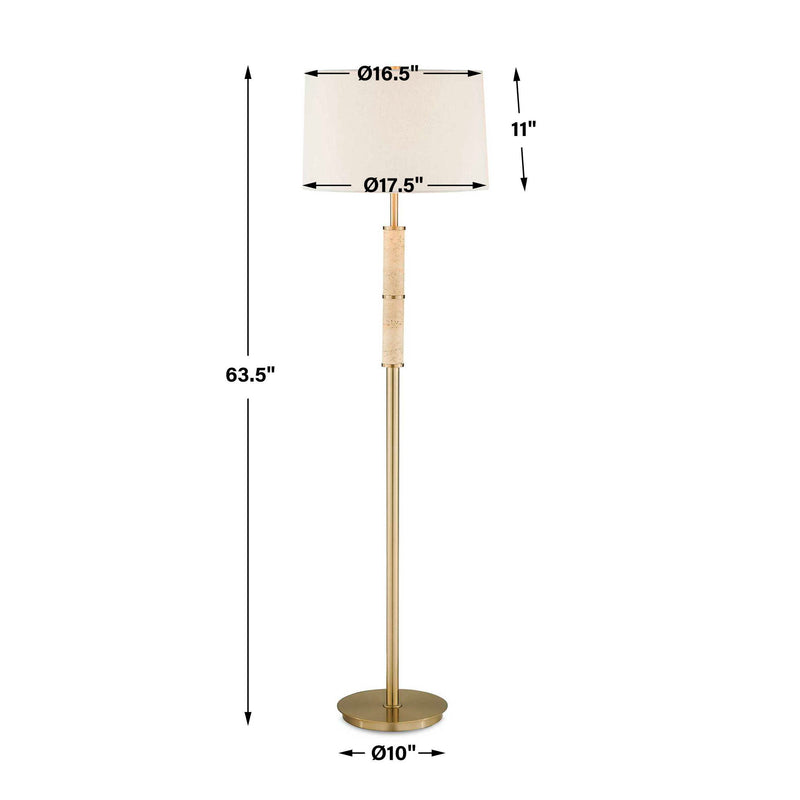 Verlaine - Travertine Floor Lamp - Brass,Gold