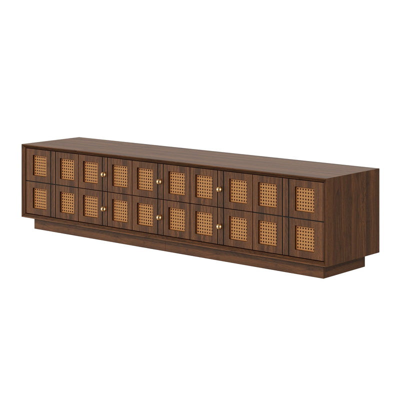 Media Console TV Stand With 6 Drawers & 2 Cabinets - Walnut
