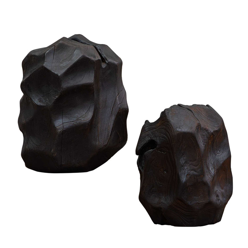 Ember Root - Teak Sculpture (Set of 2) - Black