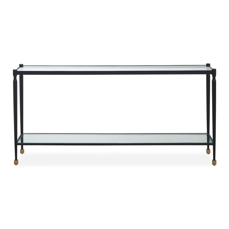 Javana - Glass / Iron Console Table - Brass,Bronze