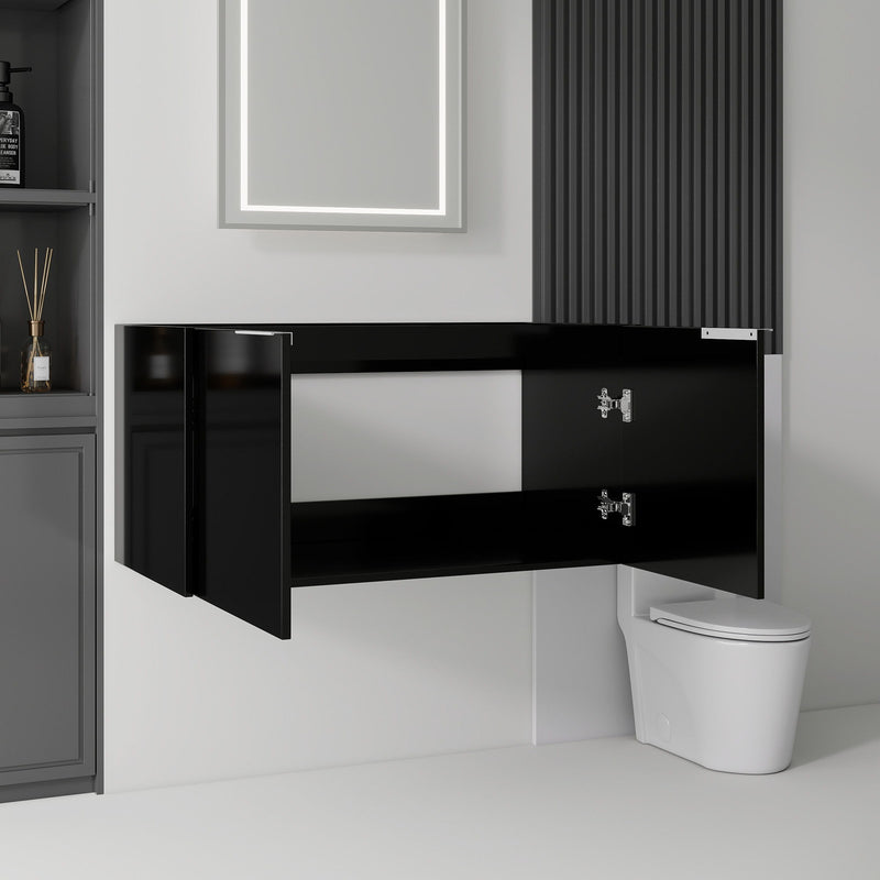 Floating Bathroom Vanity Cabinet With Soft Close Double Doors, Spacious Interior Storage, Wall Mounted, Cabinet Only