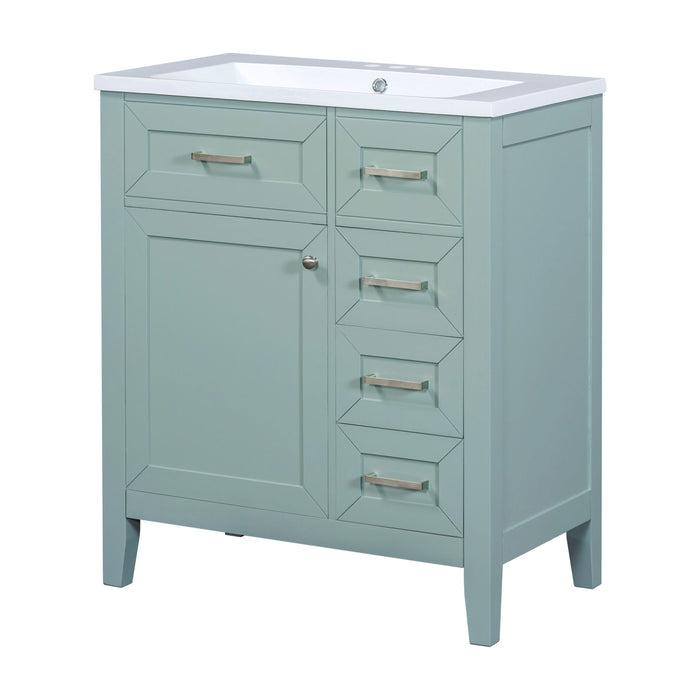 30" Bathroom Vanity With Sink Combo, Bathroom Cabinet With Drawers - Green