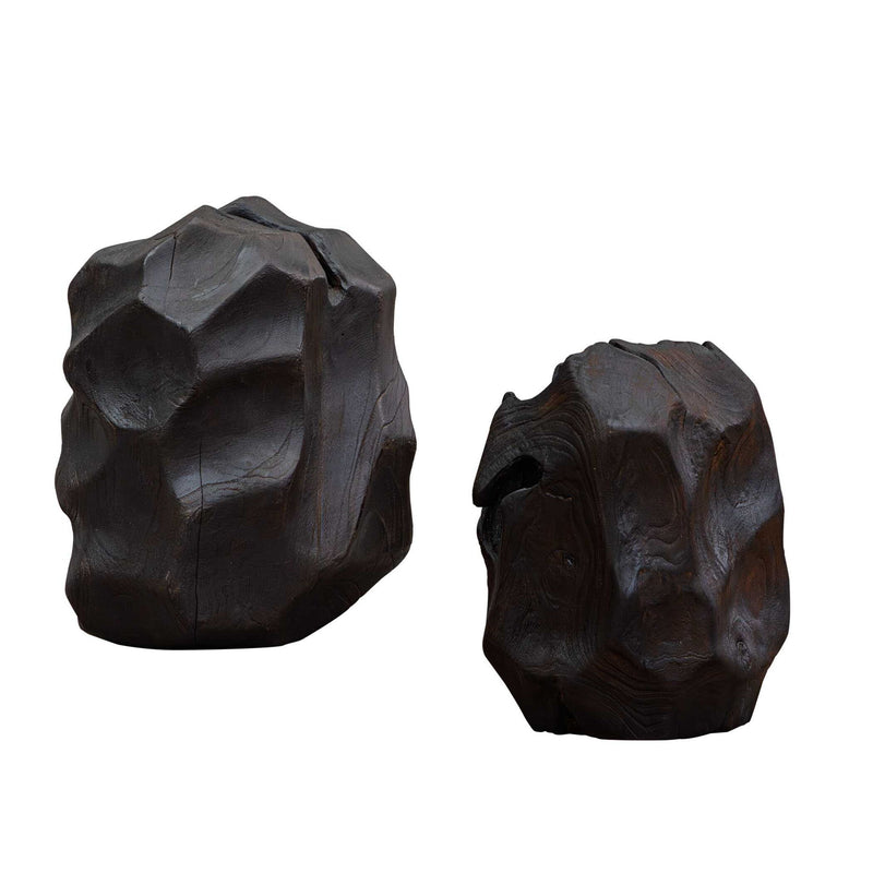 Ember Root - Teak Sculpture (Set of 2) - Black