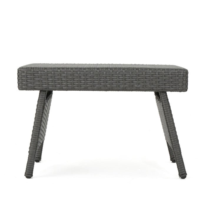 Outdoor Wicker Table With Rectangular Tabletop - Gray