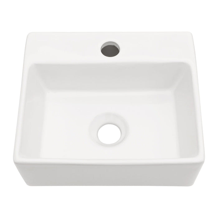 Ceramic Rectangle Wall Mount Bathroom Sink With Single Faucet Hole