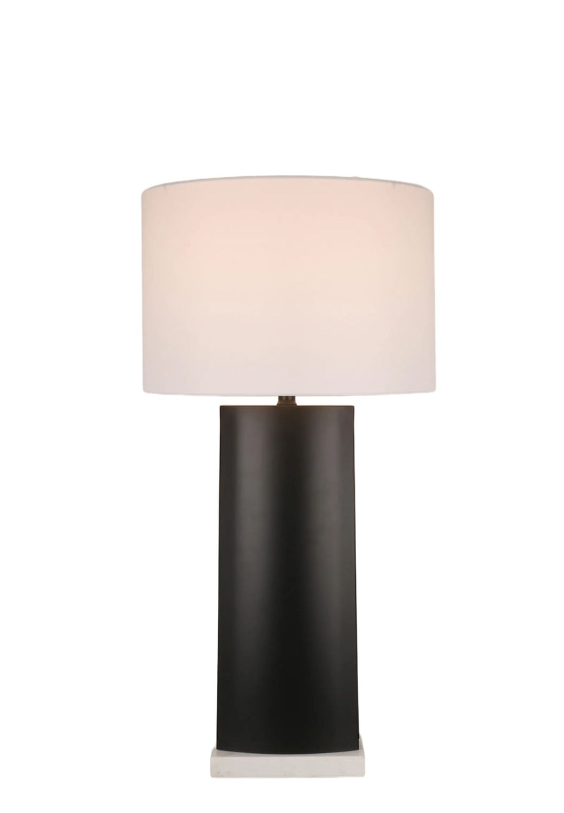 Monolith Aura Metal & Marble Table Lamp (Set of 2) - Matte Black / White Marble