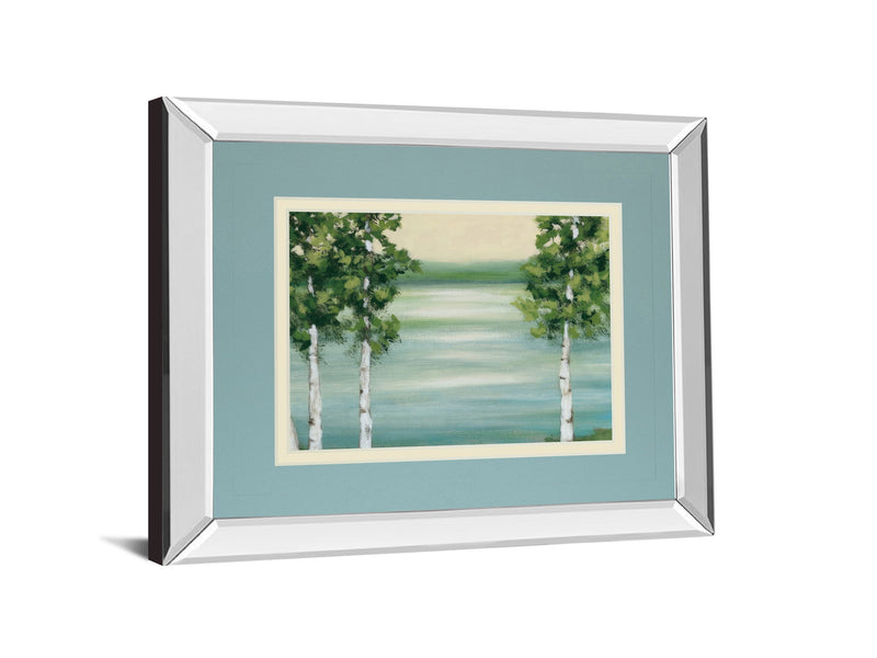 Quiet Lake By Rita Vindeszia - Mirror Framed Print Wall Art - Light Blue