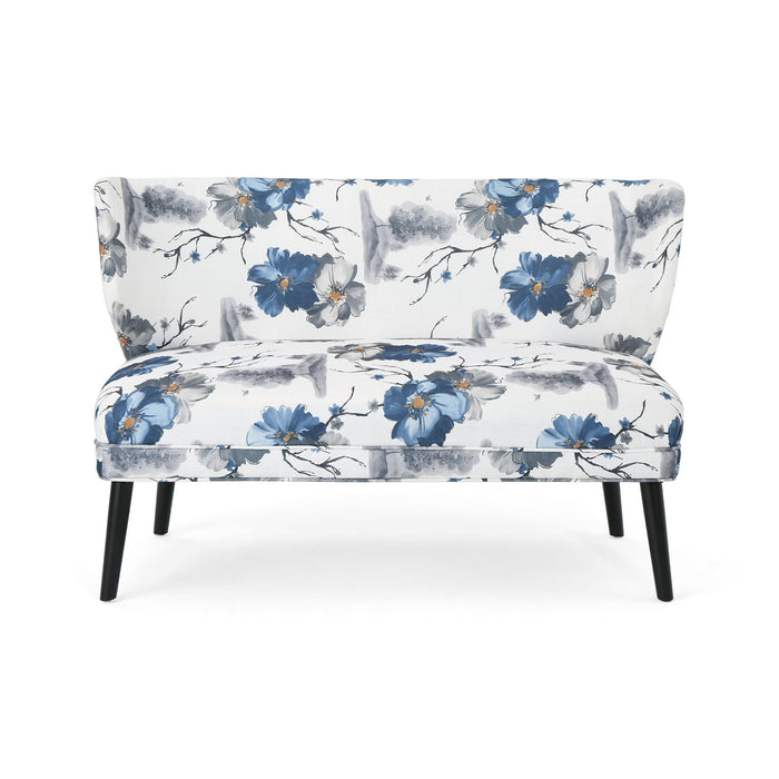 Elegant Classic Upholstered Loveseat With Curved Backrest