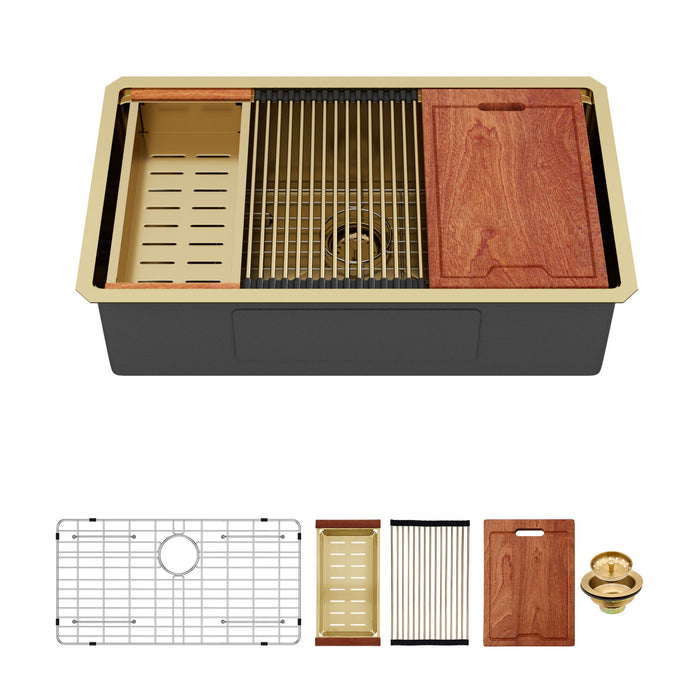 Stainless Steel Undermount Kitchen Sink With Workstation