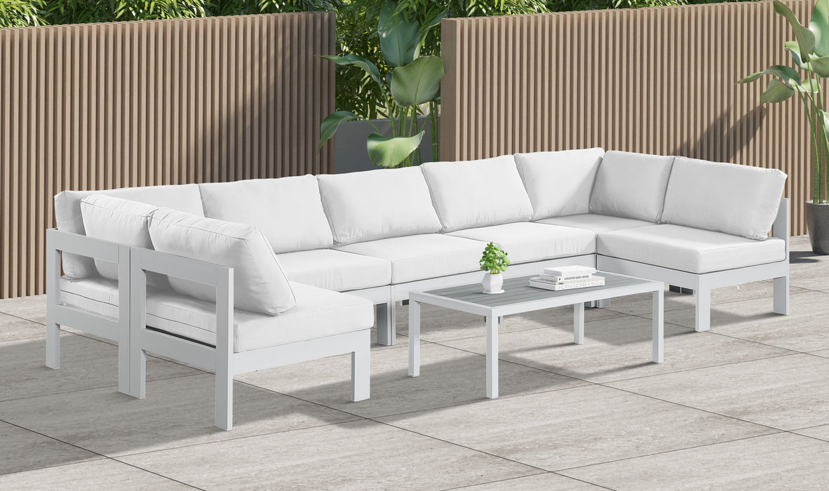 Nizuc - Outdoor Patio 7 Piece Modular Sectional With White Frame