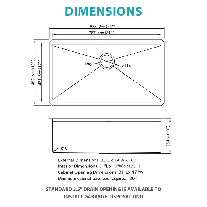Stainless Steel Undermount Kitchen Sink With Workstation