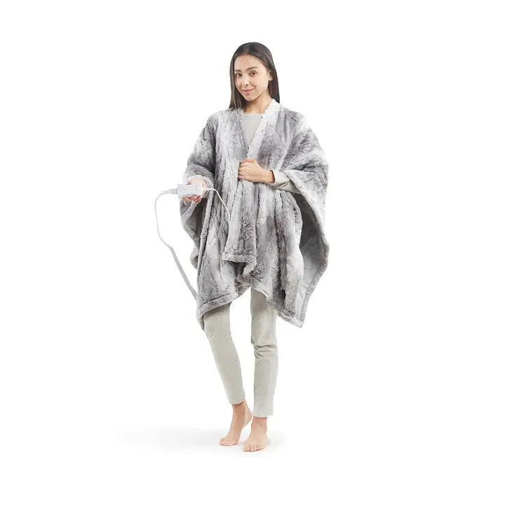Heated Wrap Faux Fur Wearable Blanket Electric Throw