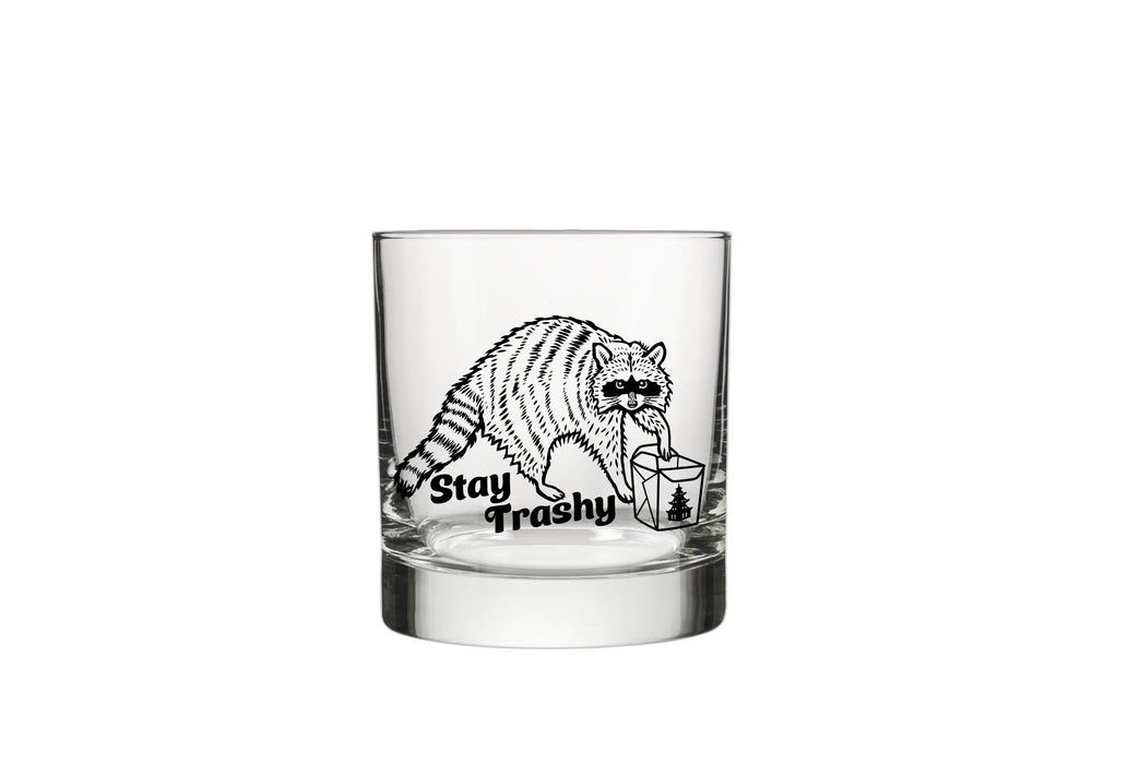 Rocks Glasses | Raccoon Glass | Funny Glasses | Stay Trashy