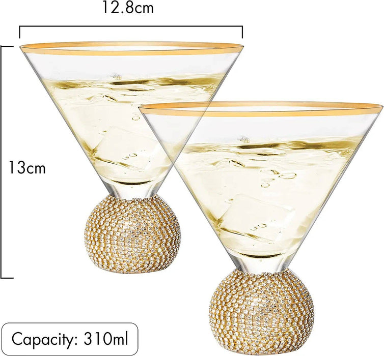 Diamond Rhinestone Martini Glasses | Set of 2