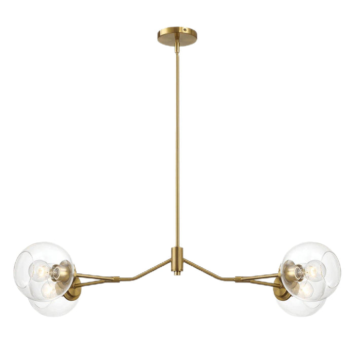 Jewel - 4 Lights Chandelier Ceiling Hanging Light Fixture - Clear / Gold