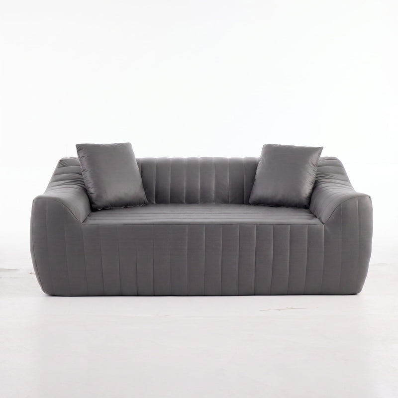 Oversized 2 Seater Loveseat With 2 Decor Throw Pillows, Deep Seat Sofa For Living Rooms