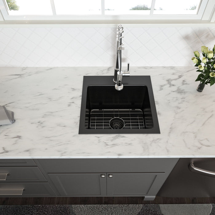 Topmount 16G Stainless Steel Kitchen Sink Deep Single Bowl - Gunmetal Black