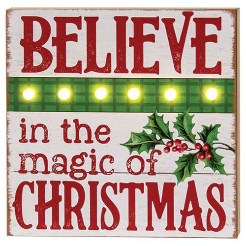 Believe/Joy/Santa LED Box Signs 3 Assorted