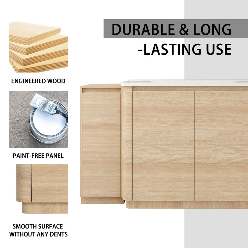 Freestanding Bathroom Vanity With Sink, 2 Small Storage Cabinets, Soft Close Doors