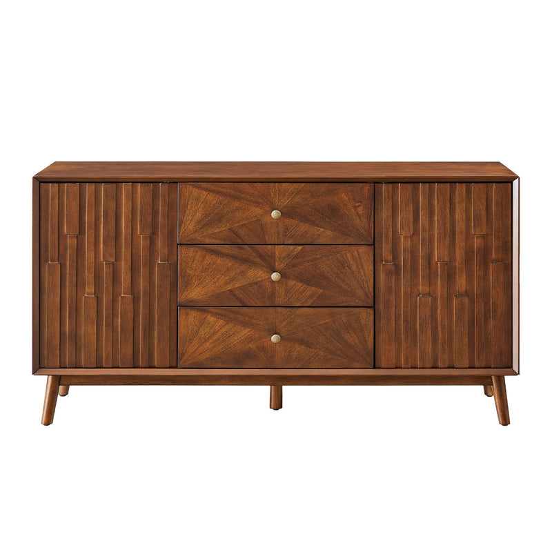 Sideboard Buffet Cabinet With 3 Drawers And 2 Storage Cabinets - Walnut