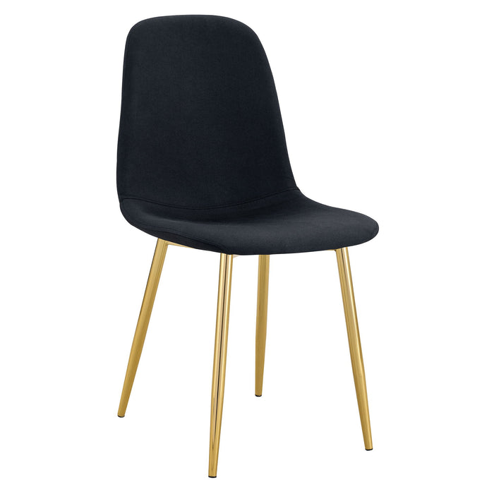 Luxury Simple Chair (Set of 4) Linen Cotton High Resilience Dining Chair With Metal en Legs - Black / Gold