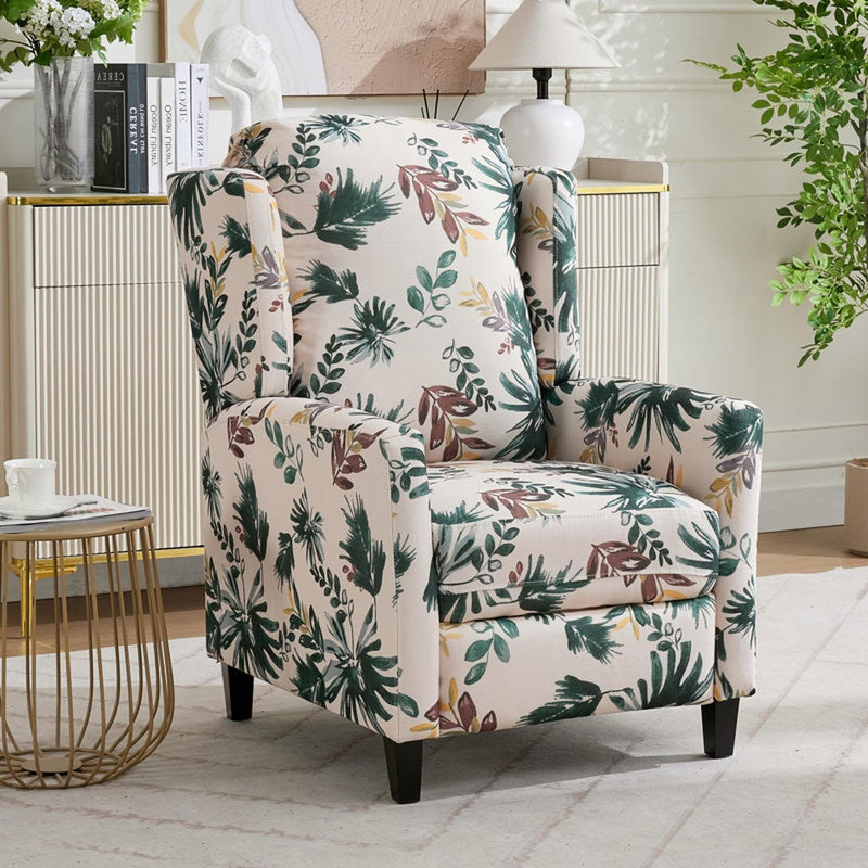 Wingback Recliner Chair With Padded Arms - Green