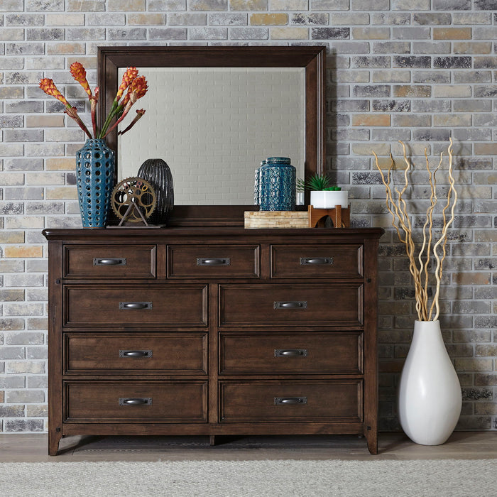 Saddlebrook - Dresser & Mirror - Dark Brown