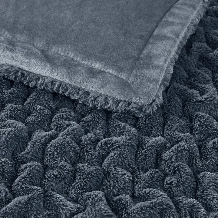 Ruched Fur Throw Blanket | 50x60