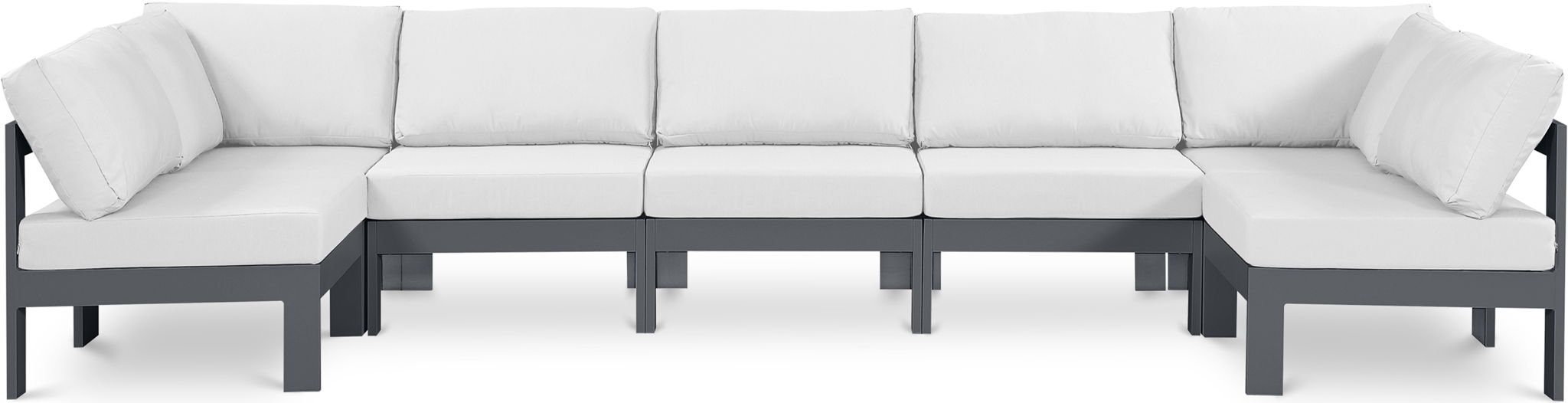 Nizuc - Outdoor Patio 7 Piece Modular Sectional With Gray Frame