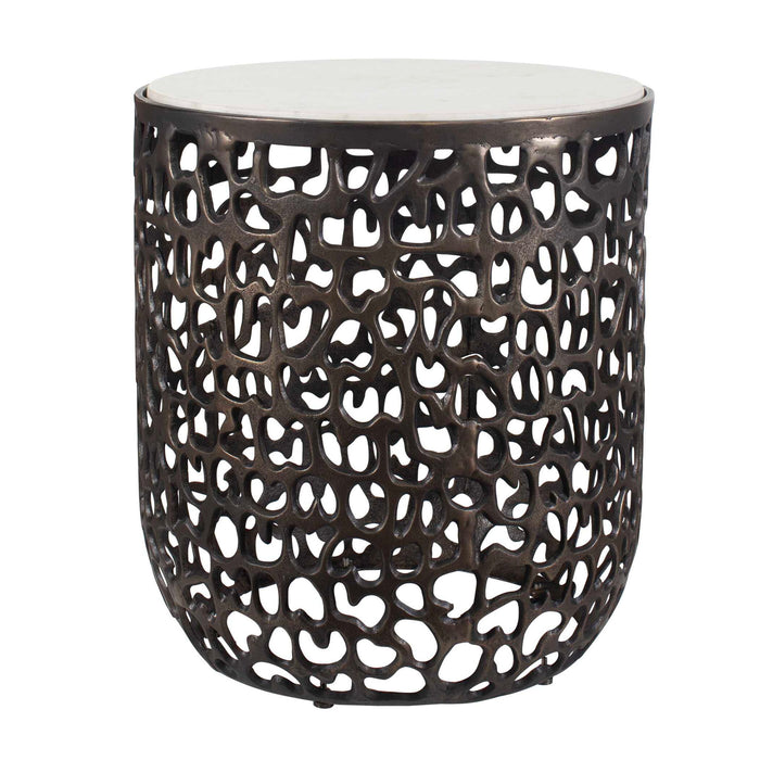 Sabena - Marble Outdoor Side Table - Black / White