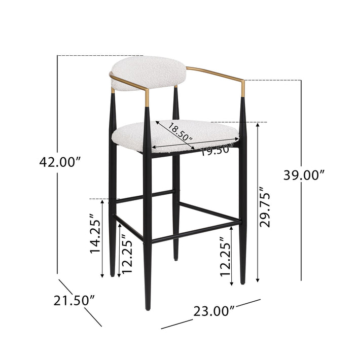 Upholstered Bar Stools With Backs For Kitchen Island (Set of 2) - Beige