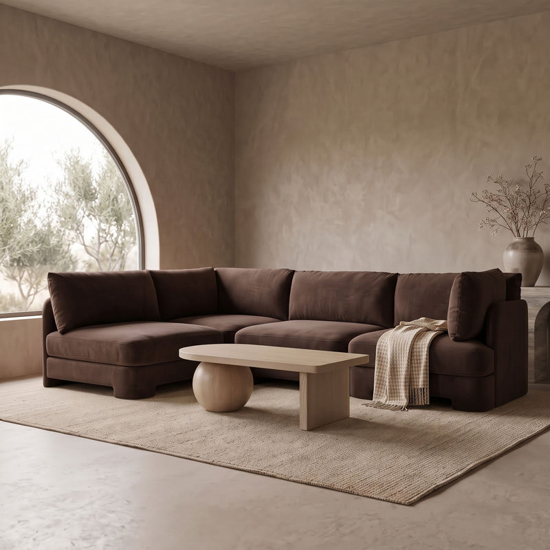 Hammond - Velvet Performance Fabric Upholstered 4 Piece Armless Sectional