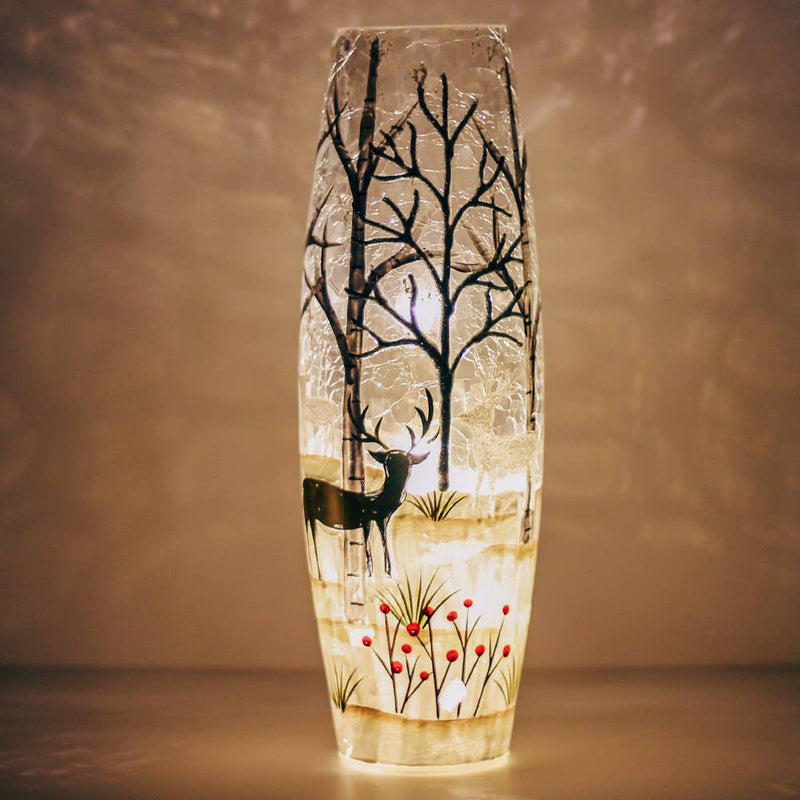 Silver & Gold Glass Vase with LED String Lights — Christmas, Holiday Decorations
