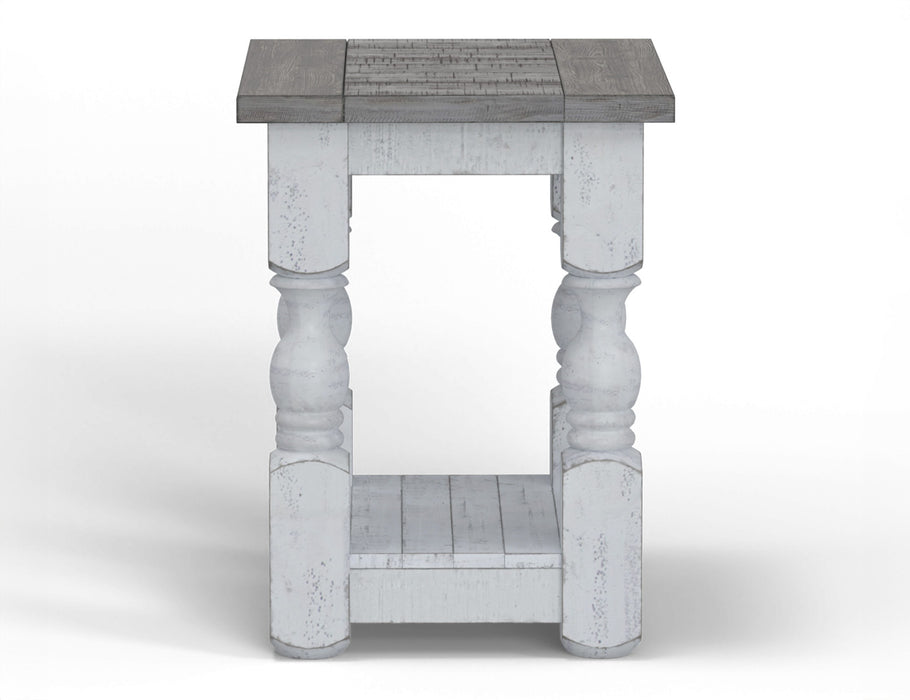 Stone - Chairside Table - Antiqued Ivory / Weathered Gray