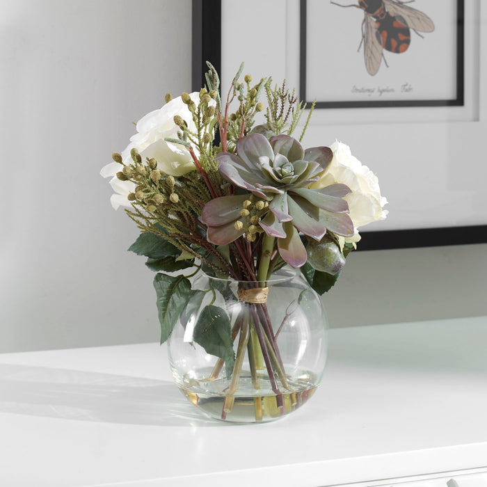 Belmonte - Floral Bouquet & Vase - Green