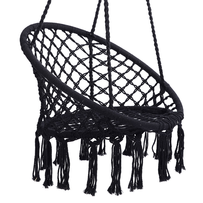 Macrame Hanging Hammock Chair, Rope Swing For Indoor And Outdoor Use