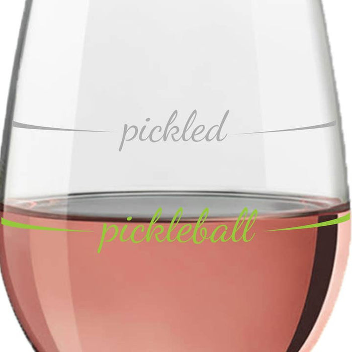 Pickleball/Pickled Stemless Wine Glass