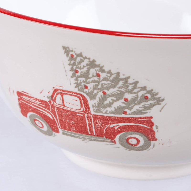 Red Truck Stoneware Bowl