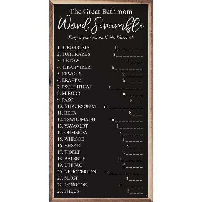 The Great Bathroom Word Scramble Black