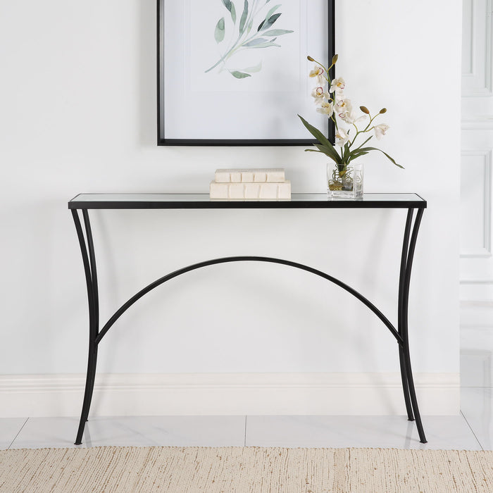 Alayna - Metal & Glass Console Table - Black